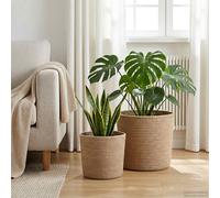 vidaXL Set di Vasi per Piante 2 pz Naturale Ø 28 x 28 cm