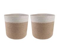 vidaXL Set di Vasi per Piante 2 pz Naturale e Bianco Ø 21 x 21 cm