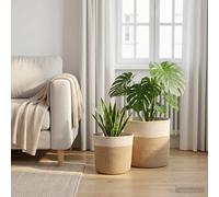 vidaXL Set di Vasi per Piante 2 pz Naturale e Bianco Ø 28 x 28 cm