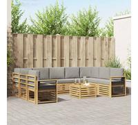 vidaXL Set divani 10 pcs Bianco e Grigio Chiaro 59 x 59 x 37 cm, Mobili da giardino, divano outdoor moderno, set angolare per il patio e terrazza, resistente e confortevole