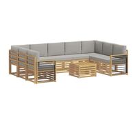 vidaXL Set divani 10 pcs Bianco e Grigio Chiaro 59 x 59 x 37 cm, Mobili da giardino, divano outdoor moderno, set angolare per il patio e terrazza, resistente e confortevole