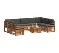 vidaXL Set divani 10 pcs Naturale e Antracite Legno di Acacia Massello, Divano Sezionale Moderno per Giardino, Set Resistente per Esterni, Arredamento Patio per Comfort e Stile