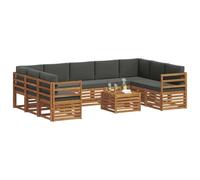 vidaXL Set divani 10 pcs Naturale e Antracite Legno di Acacia Massello, Divano Sezionale Moderno per Giardino, Set Resistente per Esterni, Arredamento Patio per Comfort e Stile