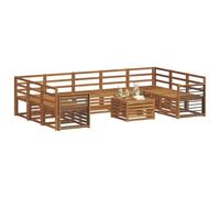 vidaXL Set divani 10 pcs Naturale Legno di Acacia Massello, Divano Sezionale Moderno per Giardino, Set Resistente per Esterni, Arredamento Patio per Comfort e Stile