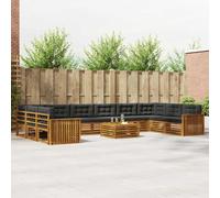 vidaXL Set divani 11 pcs Naturale e Antracite Legno di Acacia Massello, Divano da giardino, moderno e accogliente, mobile sezionale per il patio, robusto e comodo