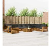 vidaXL Set divani 11 pcs Naturale e Antracite Legno di Acacia Massello, Divano da giardino, moderno e accogliente, mobile sezionale per il patio, robusto e comodo