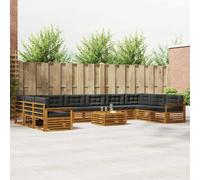 vidaXL Set divani 11 pcs Naturale e Antracite Legno di Acacia Massello, Divano da Giardino, Mobili Sezionali Resistenti per Esterni, Set Comfort per Patio e Terrazzo