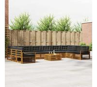 vidaXL Set divani 11 pcs Naturale e Antracite Legno di Acacia Massello, Divano da giardino, moderno e accogliente, mobile sezionale per il patio, robusto e comodo