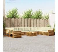 vidaXL Set divani 11 pcs Naturale e Crema Legno di Acacia Massello, Divano da Giardino, Mobili Sezionali Resistenti per Esterni, Set Comfort per Patio e Terrazzo