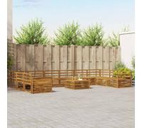 vidaXL Set divani 11 pcs Naturale Legno di Acacia Massello, Divano da Giardino, Mobili Sezionali Resistenti per Esterni, Set Comfort per Patio e Terrazzo