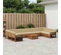 vidaXL Set divani con cuscino 11 pcs Legno di Acacia Massello, Divano da giardino, moderno e accogliente, mobile sezionale per il patio, robusto e comodo
