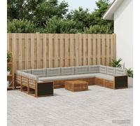 vidaXL Set divani con cuscino 11 pcs Legno di Acacia Massello, Divano da giardino, moderno e accogliente, mobile sezionale per il patio, robusto e comodo