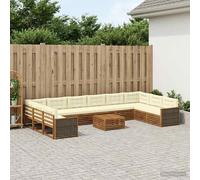 vidaXL Set divani con cuscino 11 pcs Legno di Acacia Massello, Divano da giardino, moderno e accogliente, mobile sezionale per il patio, robusto e comodo