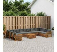 vidaXL Set divani con cuscino 11 pcs Legno di Acacia Massello, Divano da giardino, moderno e accogliente, mobile sezionale per il patio, robusto e comodo