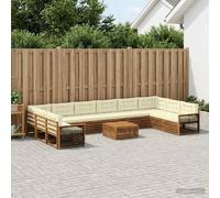 vidaXL Set divani con cuscino 11 pcs Legno di Acacia Massello, Divano da giardino, moderno e accogliente, mobile sezionale per il patio, robusto e comodo