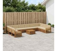vidaXL Set divani con cuscino 11 pcs Legno di Acacia Massello, Divano da giardino, moderno e accogliente, mobile sezionale per il patio, robusto e comodo