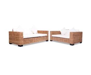 vidaXL Set Divani 15 pz in Rattan Naturale