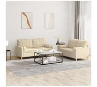 VIDAXL - Set Divani 2 Pz Con Cuscini Crema In Tessuto