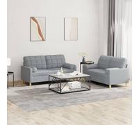 vidaXL Set Divani 2 pz con Cuscini Grigio Chiaro in Tessuto