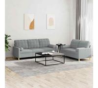vidaXL Set Divani 2 pz con Cuscini Grigio Chiaro in Tessuto