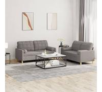 vidaXL Set Divani 2 pz con Cuscini Tortora in Tessuto