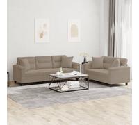 vidaXL Set Divani 2 pz con Cuscini tortora in Tessuto Microfibra