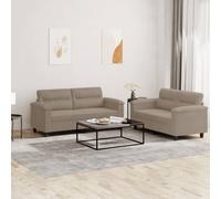 vidaXL Set Divani 2 pz con Cuscini Tortora in Tessuto Microfibra