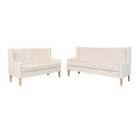 vidaXL Set Divani 2 pz in Tessuto Bianco Crema