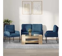 vidaXL Set divani 3 pcs Blu 115 x 56 x 80 cm Legno compensato