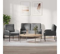 vidaXL Set divani 3 pcs Grigio scuro 115 x 56 x 80 cm Legno compensato, Soggiorno, Divano alla Moda, Arredo Moderno, Comodo Divano, Design Minimalista, Relax, Seduta Urbana