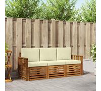 vidaXL Set divani 3 pcs Naturale e Crema Legno di Acacia Massello, Set di mobili da giardino moderni, sedute resistenti agli agenti atmosferici, divano in acacia, soluzioni per lounge