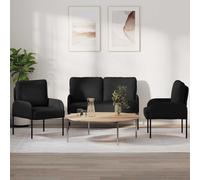 vidaXL Set divani 3 pcs Nero 115 x 56 x 80 cm Legno compensato