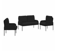 vidaXL Set divani 3 pcs Nero 115 x 56 x 80 cm Legno compensato, Soggiorno, Divano alla Moda, Arredo Moderno, Comodo Divano, Design Minimalista, Relax, Seduta Urbana