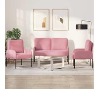 vidaXL Set divani 3 pcs Rosa 115 x 56 x 80 cm Legno compensato, Soggiorno, Divano alla Moda, Arredo Moderno, Comodo Divano, Design Minimalista, Relax, Seduta Urbana