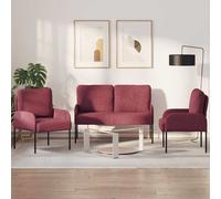 vidaXL Set divani 3 pcs Rosso Vino 115 x 56 x 80 cm Legno compensato