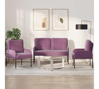 vidaXL Set divani 3 pcs Viola 115 x 56 x 80 cm Legno compensato, Soggiorno, Divano alla Moda, Arredo Moderno, Comodo Divano, Design Minimalista, Relax, Seduta Urbana