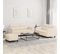 vidaXL Set Divani 3 pz con Cuscini Beige in Tessuto Microfibra