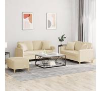 vidaXL Set Divani 3 pz con Cuscini Crema in Tessuto