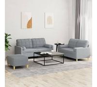 vidaXL Set Divani 3 pz con Cuscini Grigio Chiaro in Tessuto