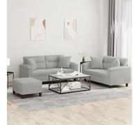 vidaXL Set Divani 3 pz con Cuscini Grigio Chiaro in Tessuto Microfibra