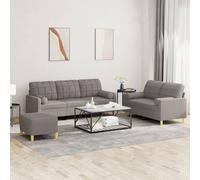 vidaXL Set Divani 3 pz con Cuscini Tortora in Tessuto