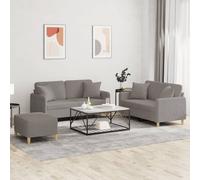 vidaXL Set Divani 3 pz con Cuscini Tortora in Tessuto