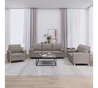 vidaXL Set Divani 3 pz con Cuscini Tortora in Tessuto