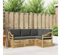 vidaXL Set divani 4 pcs Bianco e Antracite 185,5 x 126,5 x 73 cm, Set da Giardino, Divano Esterno Moderno, Mobili Angolari per Relax in Terrazza, Comfort Patio