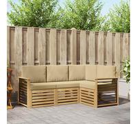 vidaXL Set divani 4 pcs Bianco e Beige 187,5 x 128,5 x 73 cm, Set da Giardino, Divano Esterno Moderno, Mobili Angolari per Relax in Terrazza, Comfort Patio