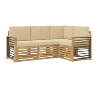 vidaXL Set divani 4 pcs Bianco e Beige 187,5 x 128,5 x 73 cm, Set da Giardino, Divano Esterno Moderno, Mobili Angolari per Relax in Terrazza, Comfort Patio