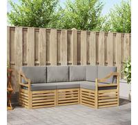vidaXL Set divani 4 pcs Bianco e Grigio Chiaro 185,5 x 126,5 x 73 cm, Set da Giardino, Divano Esterno Moderno, Mobili Angolari per Relax in Terrazza, Comfort Patio