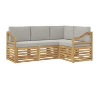 vidaXL Set divani 4 pcs Bianco e Grigio Chiaro 185,5 x 126,5 x 73 cm, Set da Giardino, Divano Esterno Moderno, Mobili Angolari per Relax in Terrazza, Comfort Patio