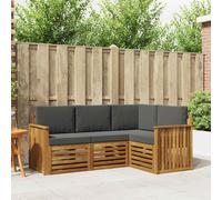 vidaXL Set divani 4 pcs Naturale e Antracite Legno di Acacia Massello, Divano da esterno, arredamento moderno, resistente lounge patio, sedute per giardino e terrazza