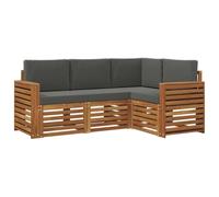 vidaXL Set divani 4 pcs Naturale e Antracite Legno di Acacia Massello, Divano da esterno, arredamento moderno, resistente lounge patio, sedute per giardino e terrazza